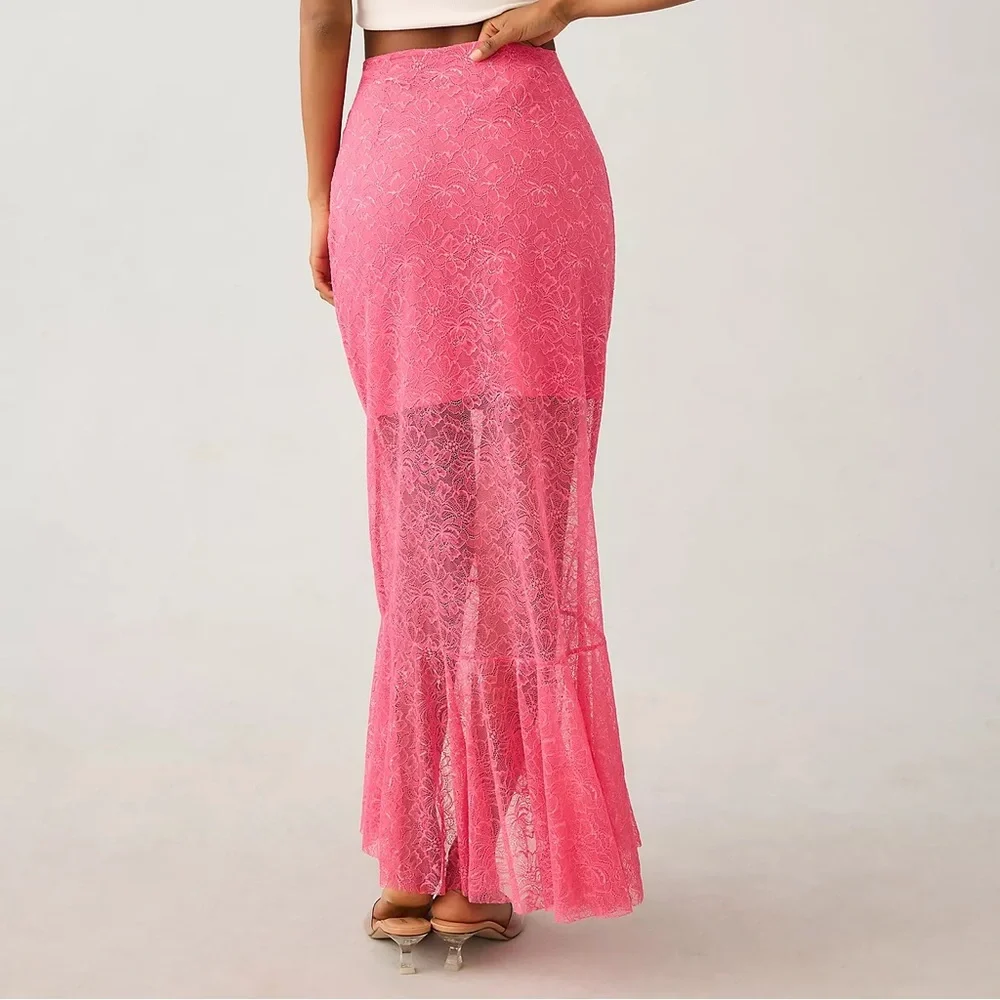 NWT By Anthropologie Sheer Lace Mermaid Skirt - Picture 2 of 5